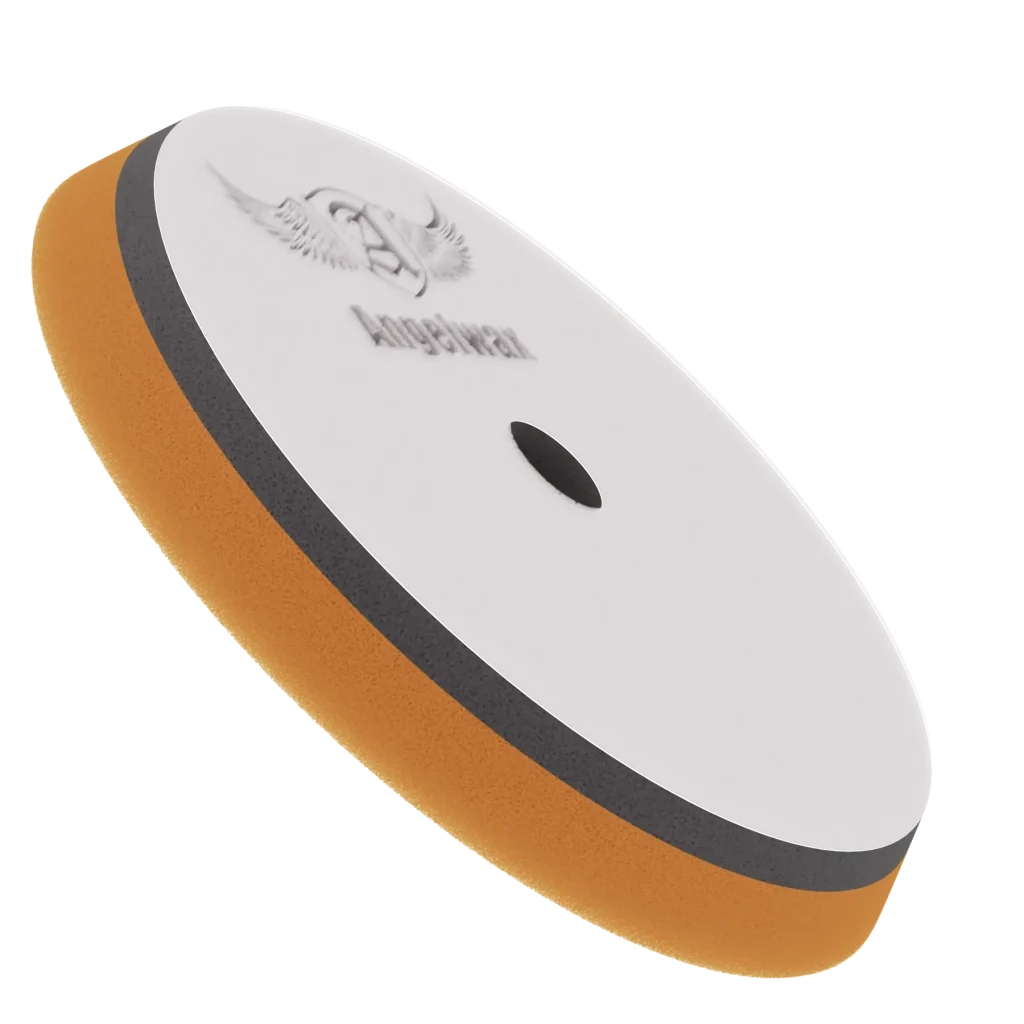 Angelwax 5 inch Orange Medium Cutting Sandwich Pad for dual action polishing machines with EVA rubber backing